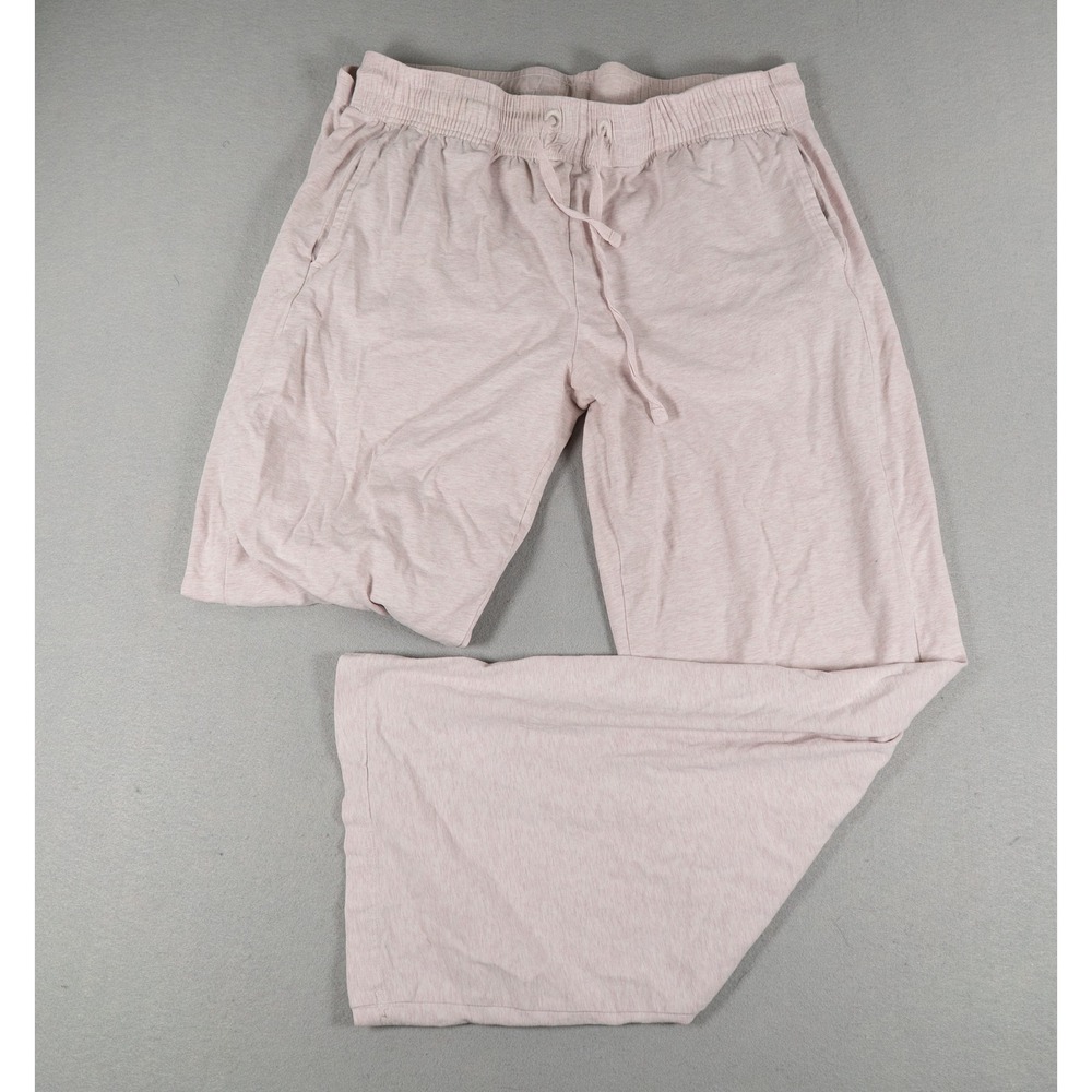 Pact Organic Cotton Wide Leg Lounge Pants Heathered Pink  M Drawstring Pocket